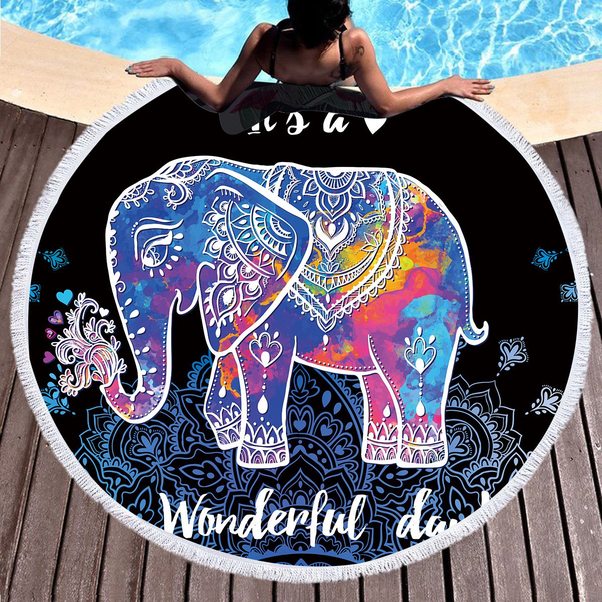 Bedding 3D printing Round Elephant Beach towel home textile Beach Towel Tapestry Blanket