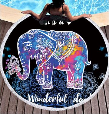 Bedding 3D printing Round Elephant Beach towel home textile Beach Towel Tapestry Blanket