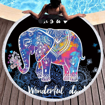 Bedding 3D printing Round Elephant Beach towel home textile  Beach Towel Tapestry Blanket