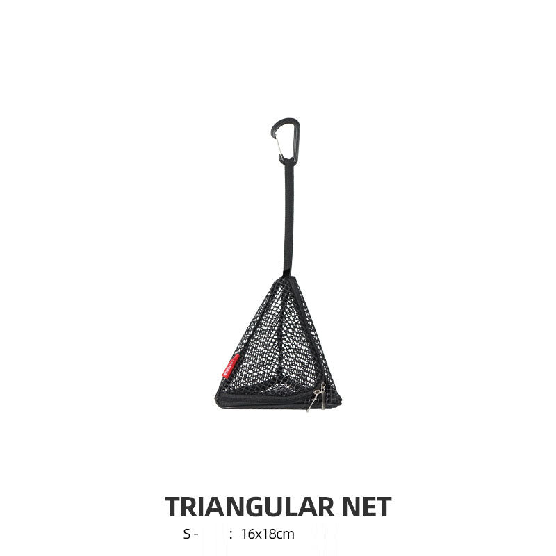 Outdoor triangular sun drying net, foldable storage net, camping hanging net, storage basket, PVC hanging net bag