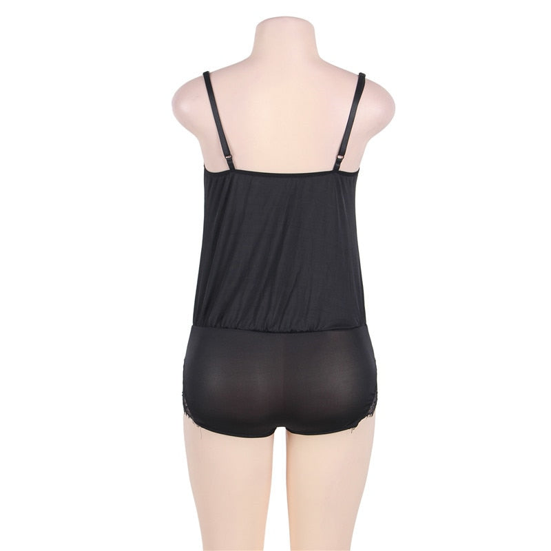 Super Sexy Plus Size Black Romper Women Sexy Night Wear