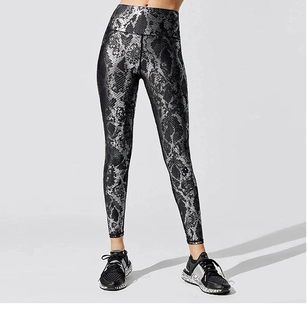 Retro Leggings in Metallic Snake Print