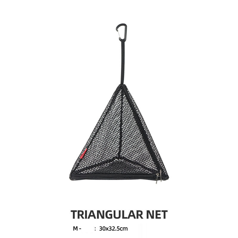 Outdoor triangular sun drying net, foldable storage net, camping hanging net, storage basket, PVC hanging net bag