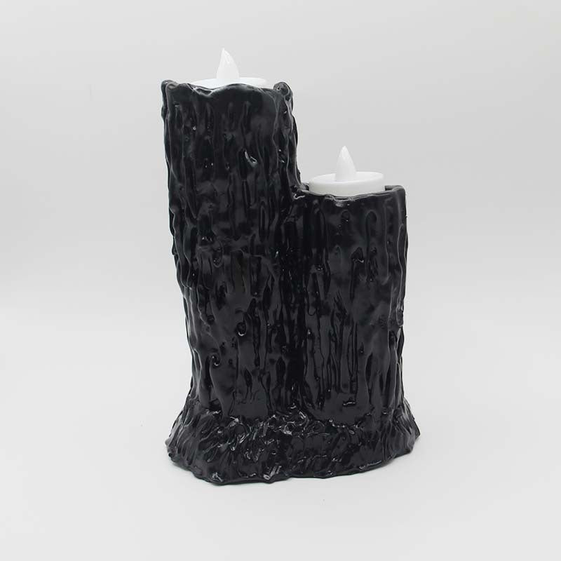 Halloween Candlestick Melting Candle Cluster Melting Black Lava Candle Holder with 3 Candle Light Resin Halloween Party Decor