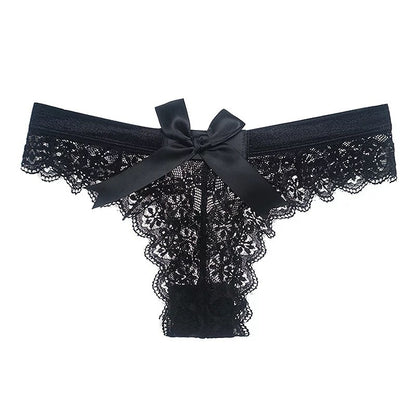 European And American Sexy Lingerie Women's Lace Transparent Bow Underpants Briefs