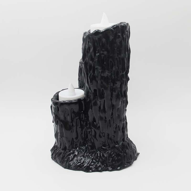 Halloween Candlestick Melting Candle Cluster Melting Black Lava Candle Holder with 3 Candle Light Resin Halloween Party Decor