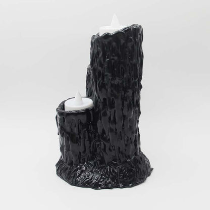 Halloween Candlestick Melting Candle Cluster Melting Black Lava Candle Holder with 3 Candle Light Resin Halloween Party Decor