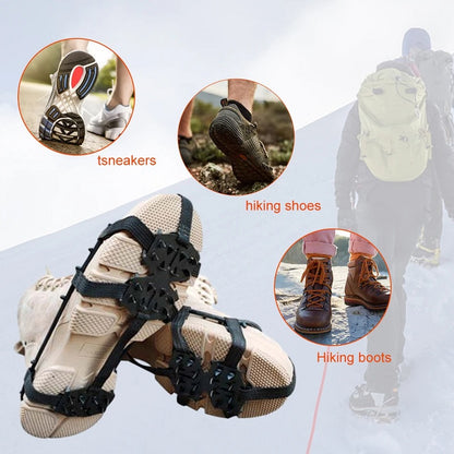 24 Teeth Ice Grips Anti-Slip Ice Claws Winter Gripper Unisex Snow Claw Shoe Covers Climbing Chain Crampons Outdoor Accessories