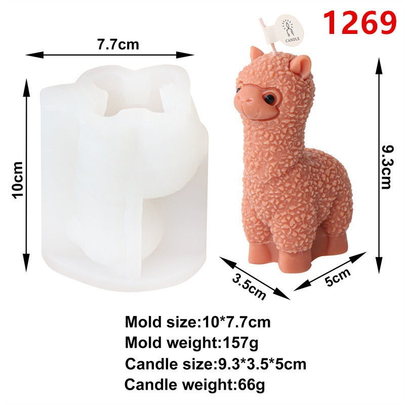 Alpaca silicone mold DIY cute simulated small animal scented candle plaster decorative ornaments