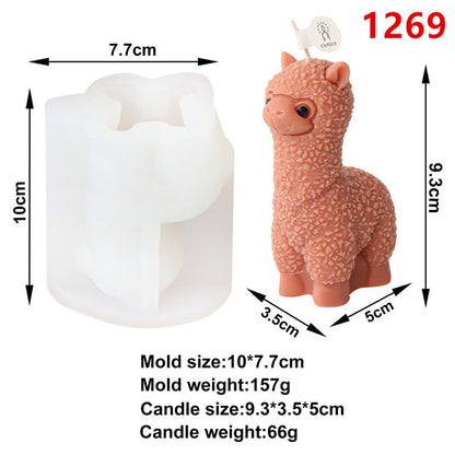 Alpaca silicone mold DIY cute simulated small animal scented candle plaster decorative ornaments