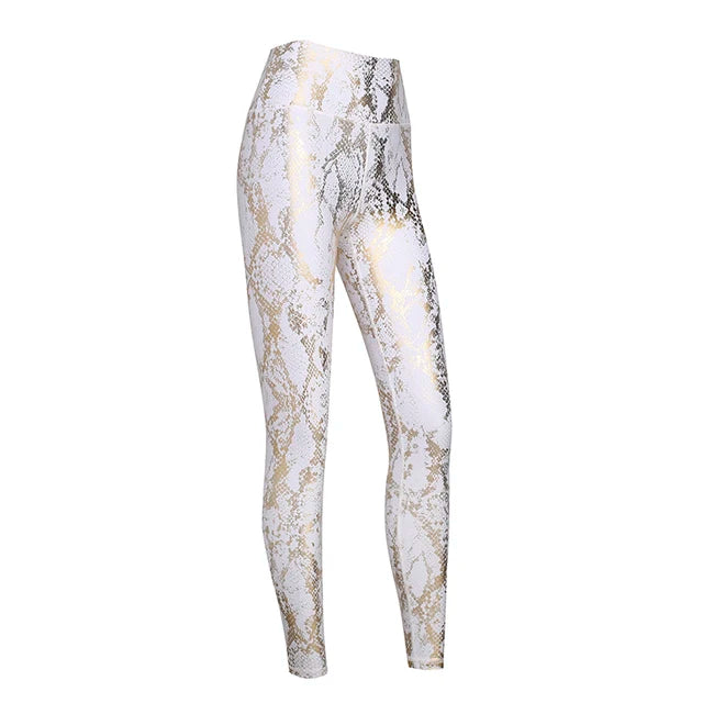 Retro Leggings in Metallic Snake Print