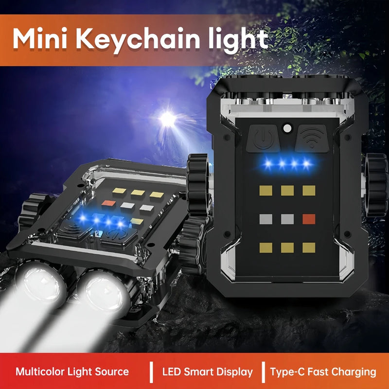 LED Portable Keychain Light Camping COB Flashlight 6 levels of Dimming Rechargeable Outdoor Mini Lantern With Magnet