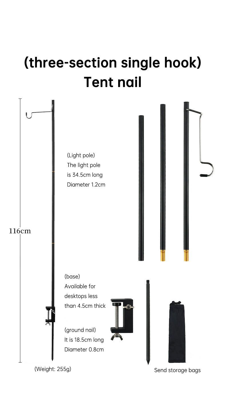 Outdoor Lightweight Aluminum Alloy Portable Camping Lamp Holder Lantern Stand with Storage Bag