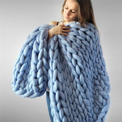 Sofa Cover Chunky Knitted Blankets Handmade Bedspreads Super Thick Yarn Merino Wool Soft Blanket Warm Winter Throw Blanket