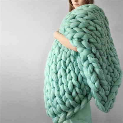 Sofa Cover Chunky Knitted Blankets Handmade Bedspreads Super Thick Yarn Merino Wool Soft Blanket Warm Winter Throw Blanket