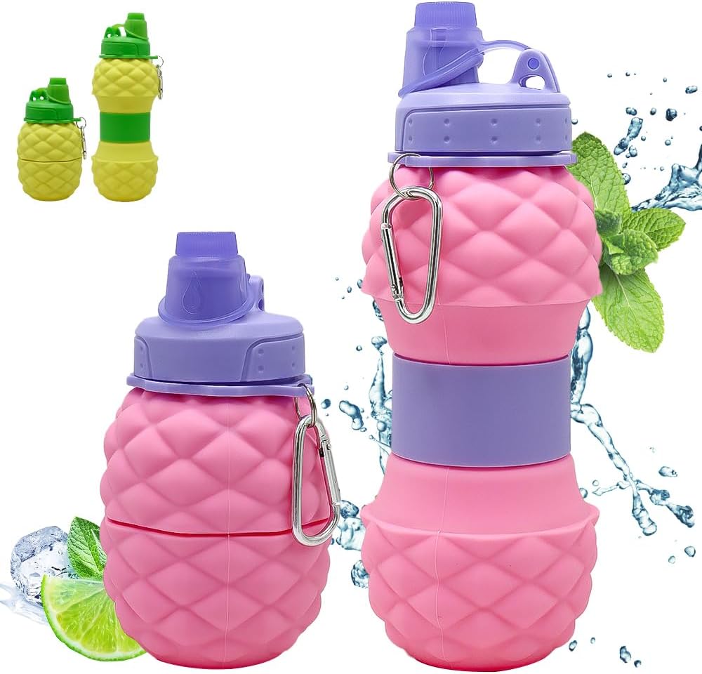 Fruit Folding Water Bottle Silicone Pineapple Strawberry Water Cup Creative Outdoor Scalable Sports Water Bottle