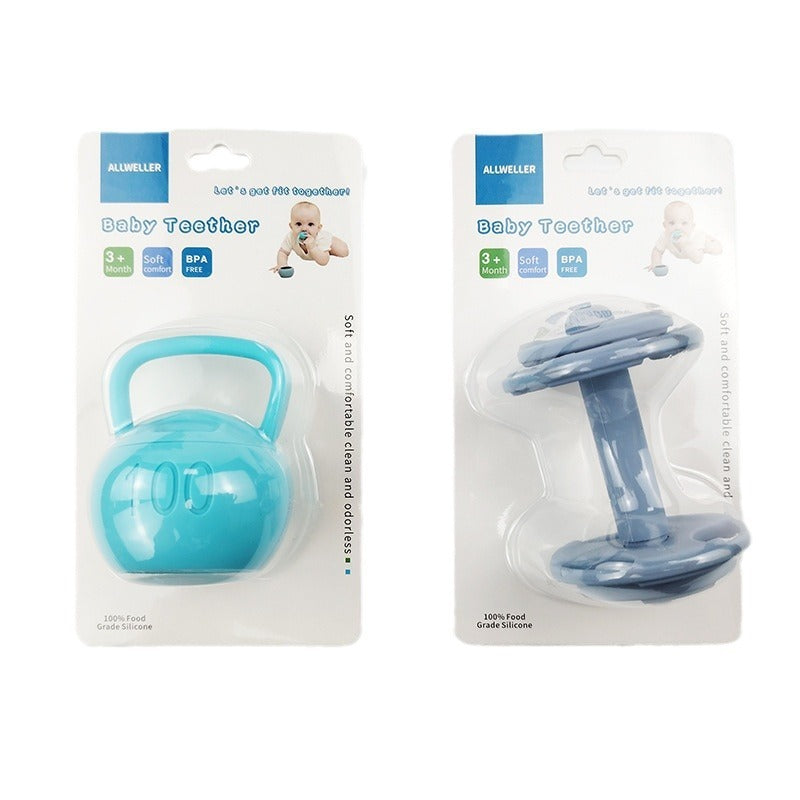 Food grade soothing kettlebell barbell gum detachable baby anti eating hand wear-resistant bite