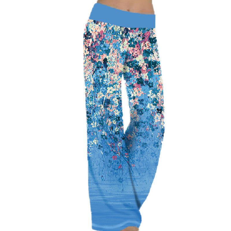 Women's Loose Positioning Printing Yoga Wide Leg Sports Pants For Women