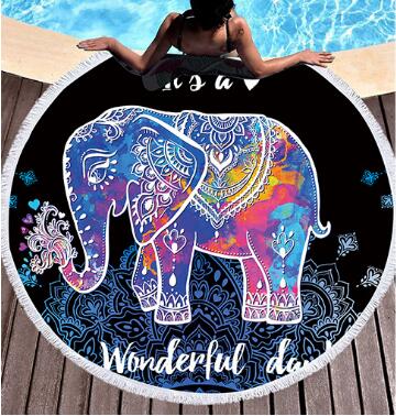 Bedding 3D printing Round Elephant Beach towel home textile  Beach Towel Tapestry Blanket