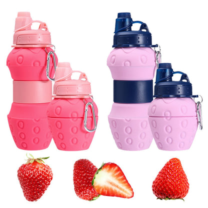 Fruit Folding Water Bottle Silicone Pineapple Strawberry Water Cup Creative Outdoor Scalable Sports Water Bottle