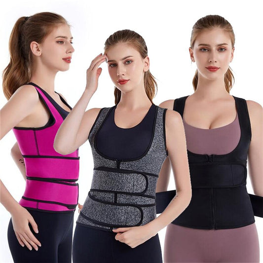 Women Waist Trainer Corset with Zipper, Solid Color Postpartum Shaper Vest, Fat Burning Stomach Wrap for Body Modeling S-3XL