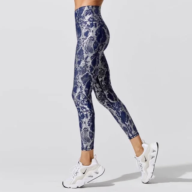 Retro Leggings in Metallic Snake Print