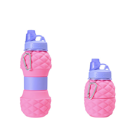 Fruit Folding Water Bottle Silicone Pineapple Strawberry Water Cup Creative Outdoor Scalable Sports Water Bottle