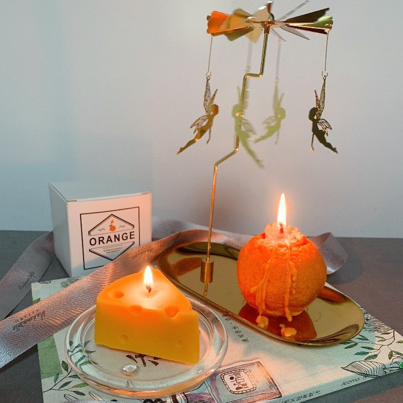 Large Ugly Orange Aromatherapy Candle Handmade with Soybean Wax for Shooting Props with Hand Gift Ins Fruit Orange Candle