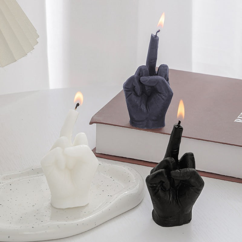 Finger Shaped Vertical Middle Finger Candle Creative Funny Disdain Funk Gesture Aromatherapy Candle