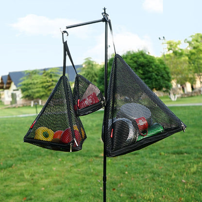 Outdoor triangular sun drying net, foldable storage net, camping hanging net, storage basket, PVC hanging net bag