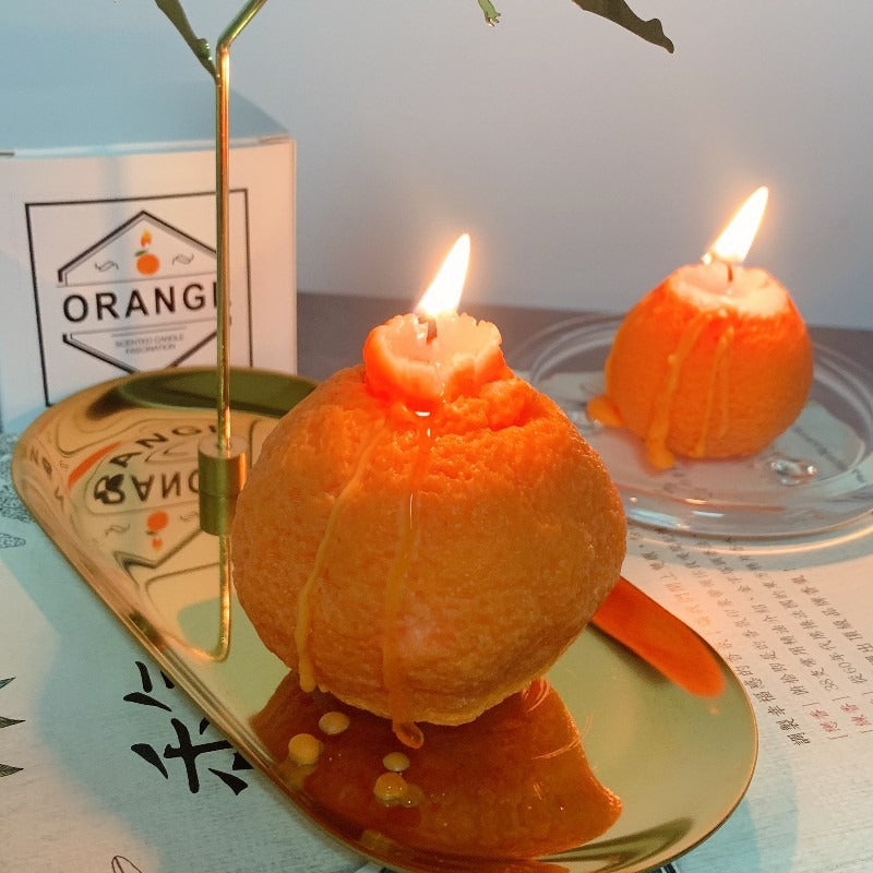 Large Ugly Orange Aromatherapy Candle Handmade with Soybean Wax for Shooting Props with Hand Gift Ins Fruit Orange Candle