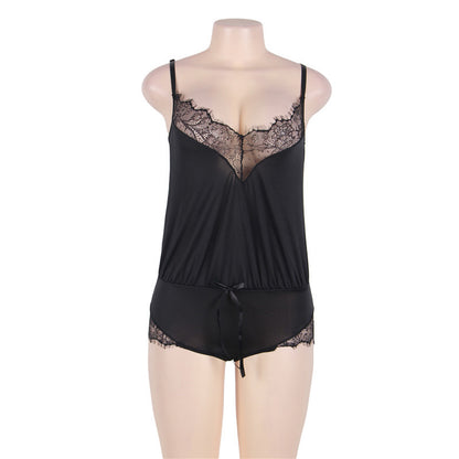 Super Sexy Plus Size Black Romper Women Sexy Night Wear