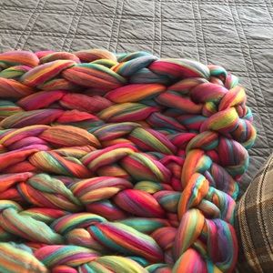 Chunky Knit Blanket Rainbow 36X60