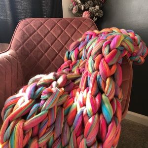 Chunky Knit Blanket Rainbow 36X60